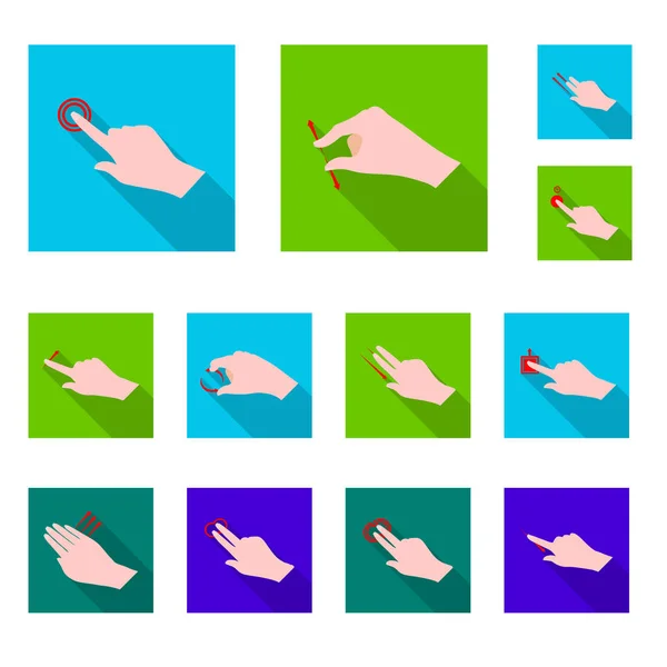 Ilustración vectorial de pantalla táctil y logotipo de mano. Colección de pantalla táctil e ilustración de vector de stock táctil . — Vector de stock