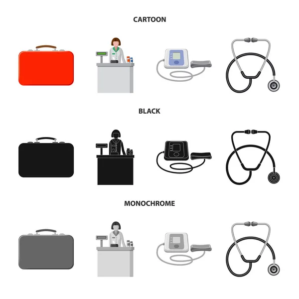 Conception vectorielle de la pharmacie et symbole de l'hôpital. Ensemble de pharmacie et icône vectorielle d'affaires pour stock . — Image vectorielle