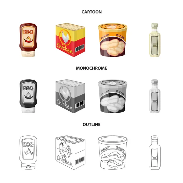 Illustration vectorielle de la boîte et logo alimentaire. Ensemble de boîte et icône vectorielle d'emballage pour le stock . — Image vectorielle