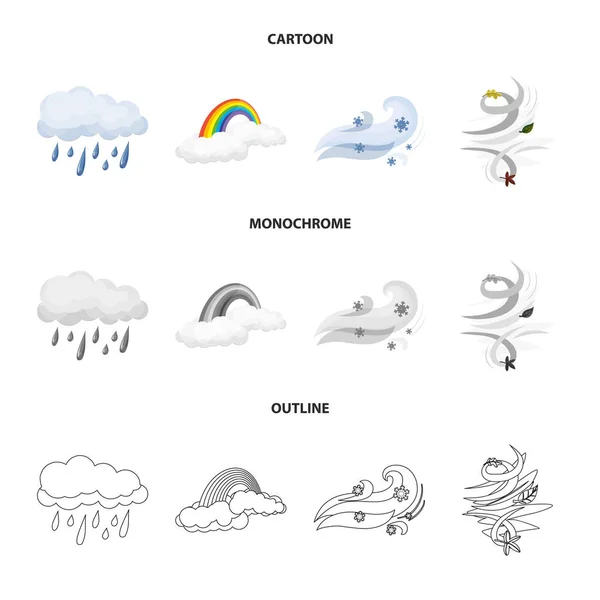 Vector illustration of weather and climate logo. Set of weather and cloud stock symbol for web. — Stock Vector