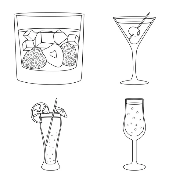 Projeto vetorial do logotipo da bebida e do gelo. Conjunto de símbolo de estoque de bebida e agitador para web . — Vetor de Stock