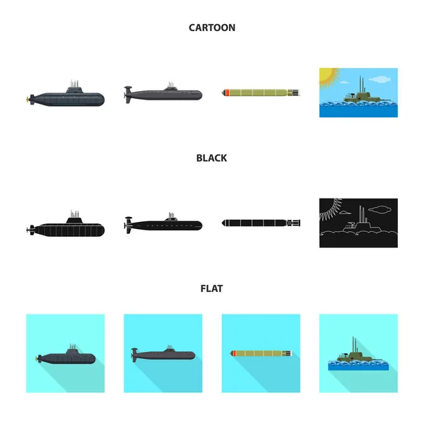 Diseño vectorial de guerra e icono de la nave. Conjunto de guerra y vector de flota icono para stock . — Vector de stock