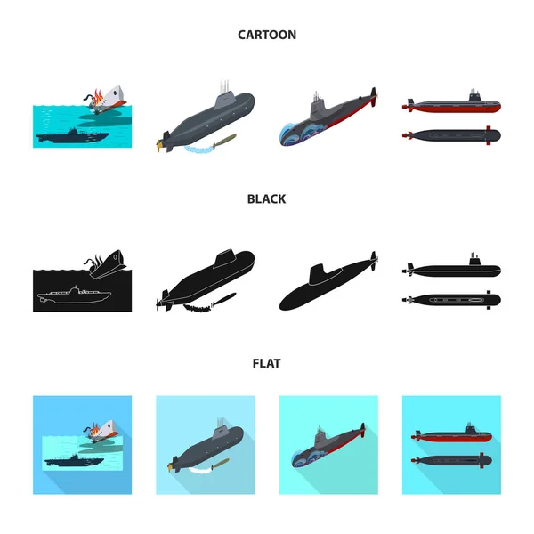 Vektorové ilustrace symbol války a lodí. Války a flotily vektorové ikony pro stock. — Stockový vektor