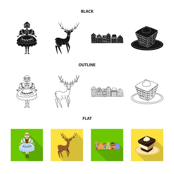 Illustrazione vettoriale dell'icona tradizionale e del tour. Set di simboli stock tradizionali e punti di riferimento per il web . — Vettoriale Stock