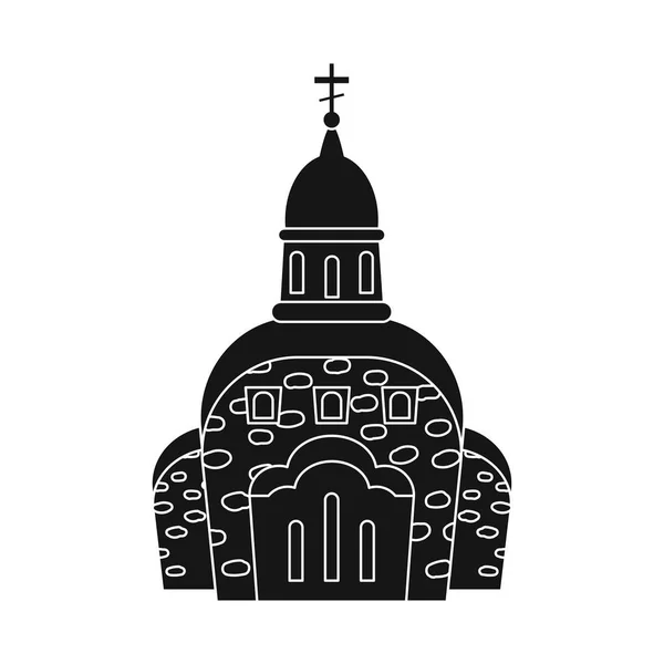 Geïsoleerd voorwerp van kerk en katholieke logo. Set van kerk en kathedraal voorraad vector illustratie. — Stockvector