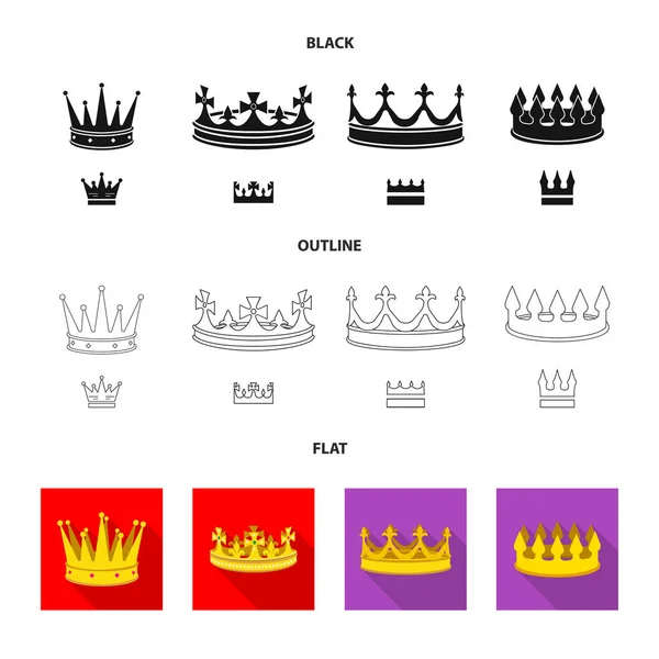Isolerade objekt av medeltida och adeln logga. Samling av medeltida och monarkin lager vektorillustration. — Stock vektor