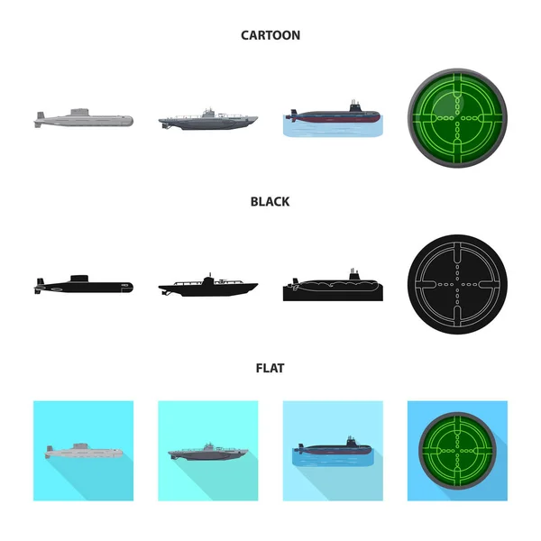 Векторная иллюстрация войны и символа корабля. Набор символов войны и запасов флота для интернета . — стоковый вектор