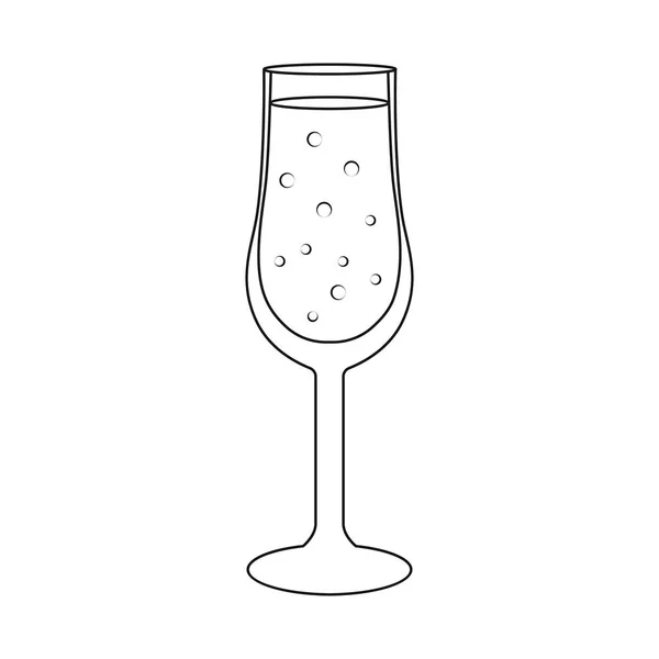 Vector illustratie van Champagne en glas symbool. Collectie van Champagne en transparante Stock vector illustratie. — Stockvector