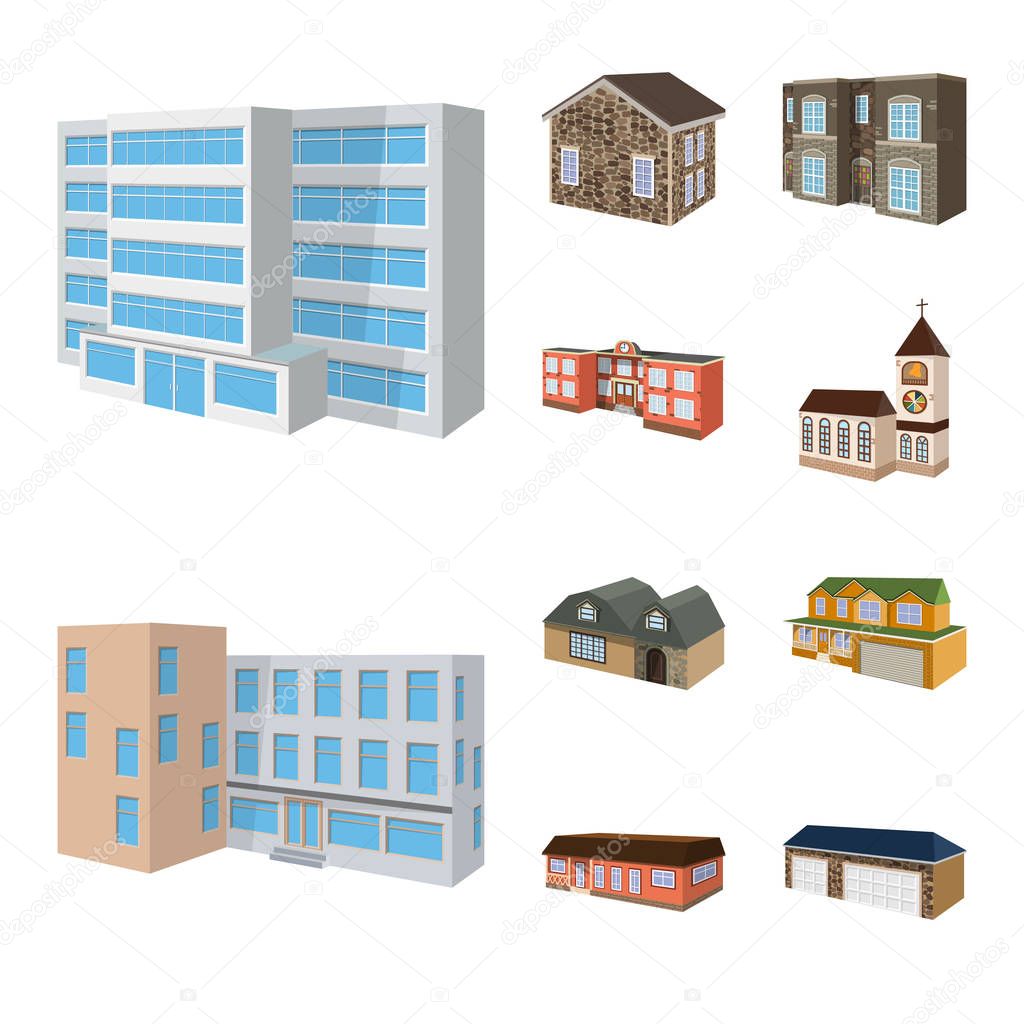Vector design of building and home icon. Collection of building and construction vector icon for stock.