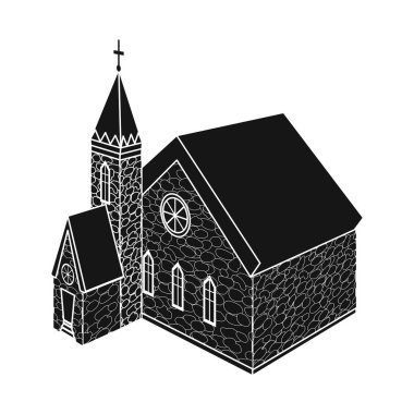 Kilise ve Katolik işareti izole nesne. Stok için kilise ve ortaçağ vektör simgesi koleksiyonu.