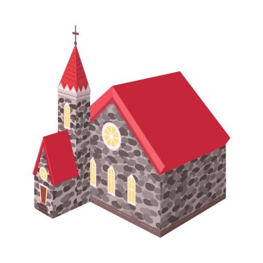Kilise ve Katolik logosu vektör tasarımı. Kilise ve ortaçağ stok vektör illüstrasyon seti.