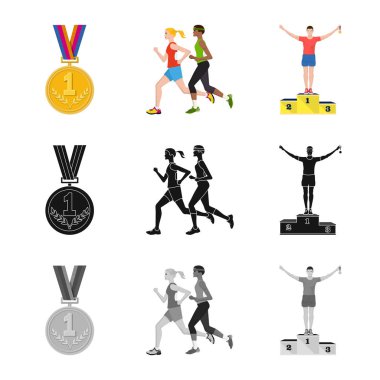 Spor ve kazanan logo vektör Illustration. Spor ve fitness hisse senedi simgesi web için kümesi.