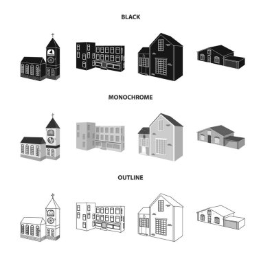 Cephe ve konut logosu vektör tasarımı. Web için cephe ve altyapı stok sembolü seti.