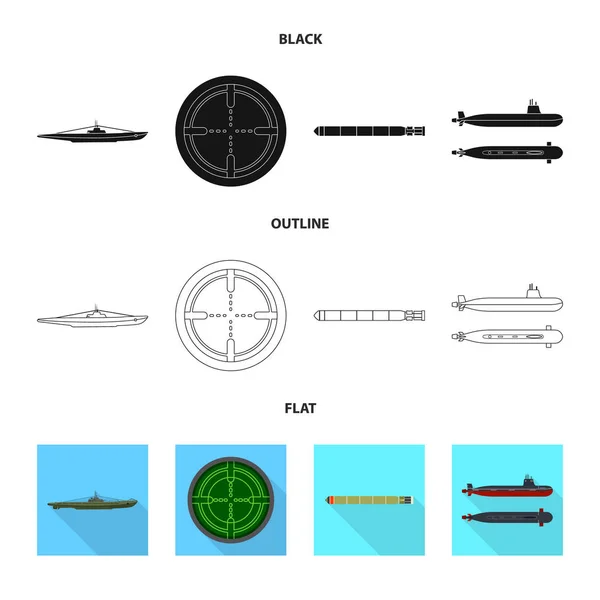 Conception vectorielle de la guerre et icône du navire. Ensemble de symbole de stock de guerre et de flotte pour le web . — Image vectorielle