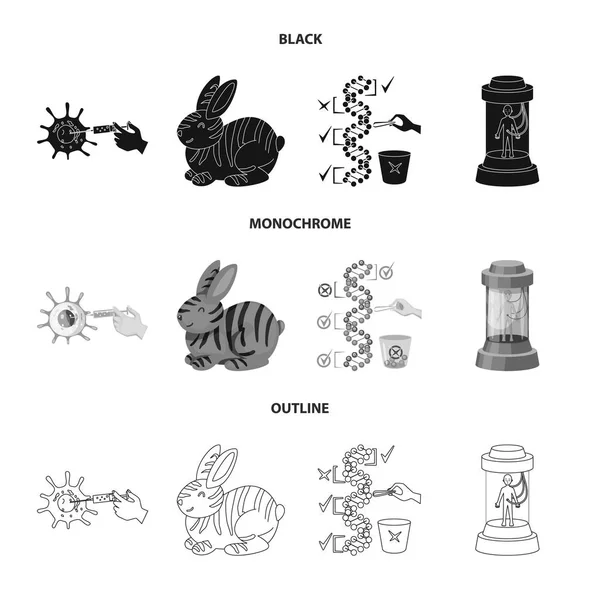 Na białym tle obiekt testu i syntetycznych symbolu. Zbiór testów i laboratorium Stockowa ilustracja wektorowa. — Wektor stockowy