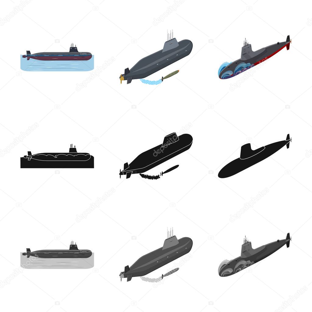 Isolated object of war  and ship symbol. Set of war  and fleet vector icon for stock.