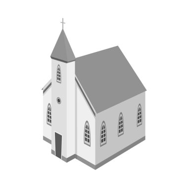 Kilise ve Katolik simgesivektör illüstrasyon. Web için kilise ve çan kulesi stok sembolü koleksiyonu.