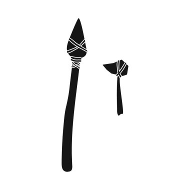 Vektör Illustration tarih öncesi ve ok sembolü. Stok için prehistorik ve mızrak vektör simgesi seti.