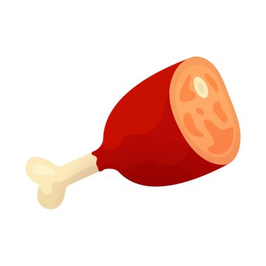 Gıda ve jambon simgesiizole nesne. Gıda ve kemik stok vektör illüstrasyon seti.