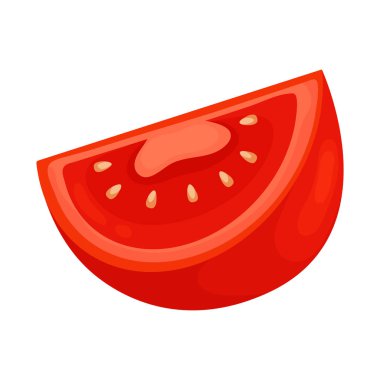 Yarım ve domates işareti izole nesne. Stok için yarım ve dilim vektör simgesi kümesi.