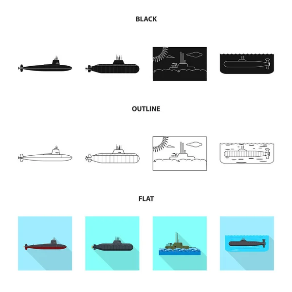 전쟁과 배 로고의 벡터 그림입니다. 전쟁 및 재고에 대 한 함 대 벡터 아이콘 세트. — 스톡 벡터