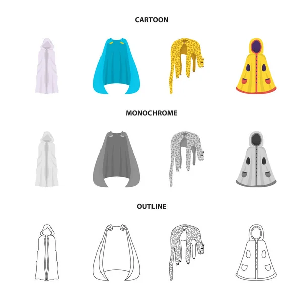 Diseño vectorial de material y símbolo de la ropa. Colección de material e icono de vectores de prendas de vestir para stock . — Archivo Imágenes Vectoriales