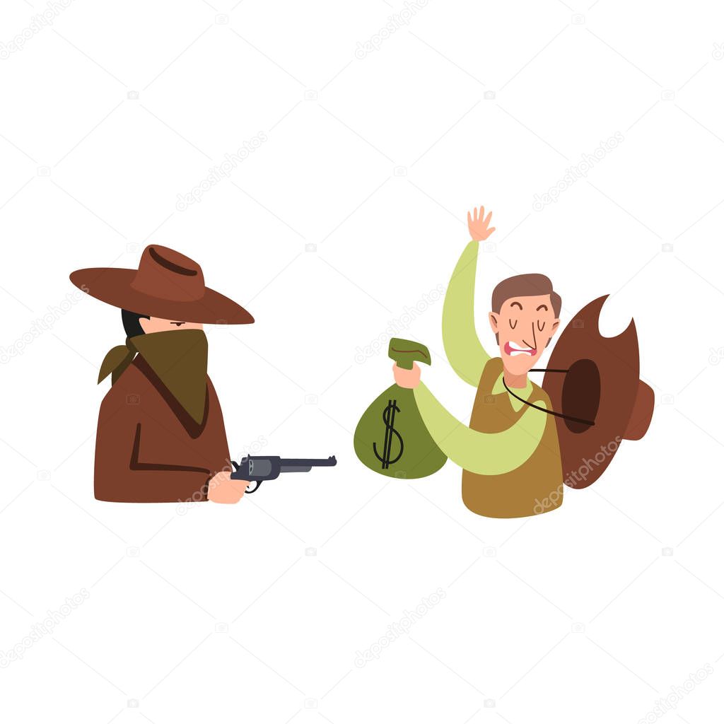 Isolated object of robbery and cowboy symbol. Collection of robbery and bank stock vector illustration.