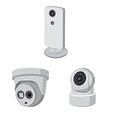 Cctv ve kamera simgesinin vektör tasarımı. Cctv ve sistem hisse senedi simgesi için web topluluğu.