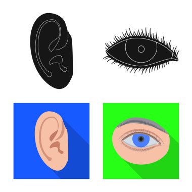 İnsan ve yarım logo yalıtılmış nesne. Kadın hisse senedi vektör çizim ve insan kümesi.