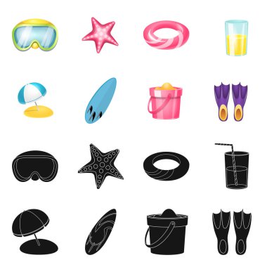 Ekipman ve yüzme simge vektör tasarımı. Ekipman ve etkinlik hisse senedi simgesi web için set.