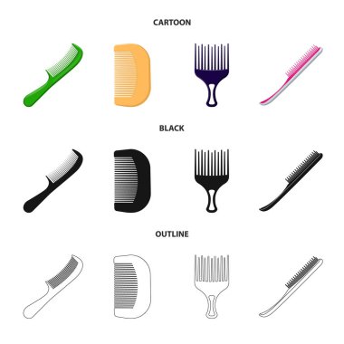 Fırça ve saç logosu yalıtılmış nesne. Hisse senedi için fırça ve saç fırçası vektör simge kümesi.