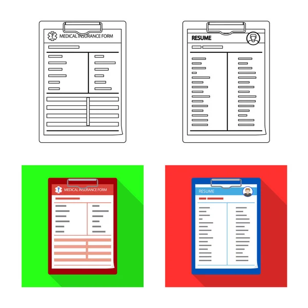 Ilustración vectorial de forma e icono del documento. Colección de forma y marca icono vectorial para stock . — Archivo Imágenes Vectoriales