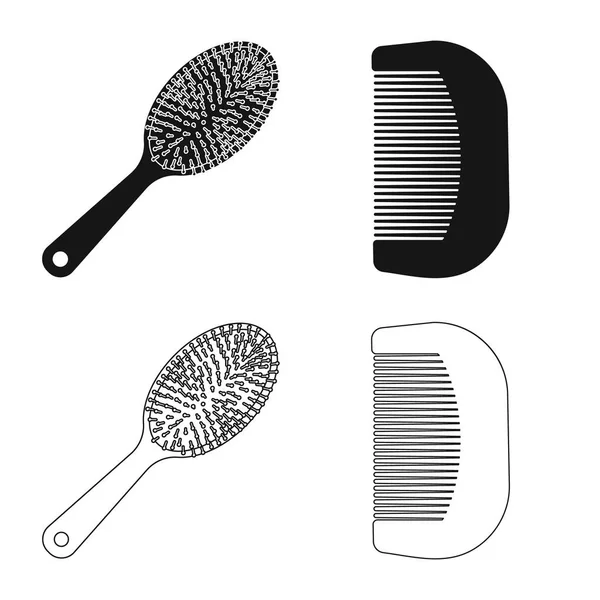 Objet isolé de brosse et symbole de cheveux. Collection de brosses et brosses à cheveux illustration vectorielle . — Image vectorielle