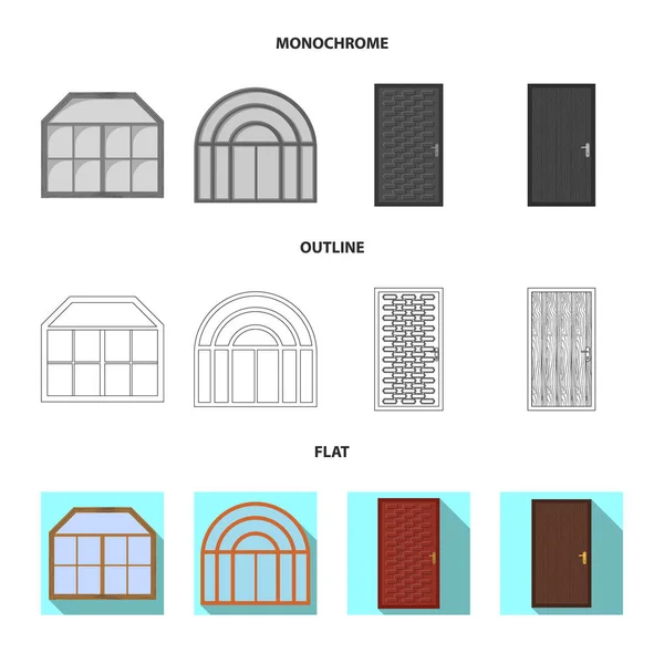 Vektor-Design von Tür und Front-Symbol. Türenset und Vektorillustration aus Holz. — Stockvektor