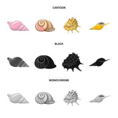 Hayvan ve dekorasyon simge vektör Illustration. Hisse senedi için hayvan ve okyanus vektör simge topluluğu.