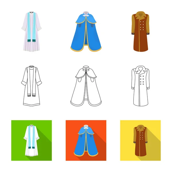 Objeto aislado de material y logotipo de la ropa. Conjunto de material y prendas de vestir símbolo de tela . — Vector de stock