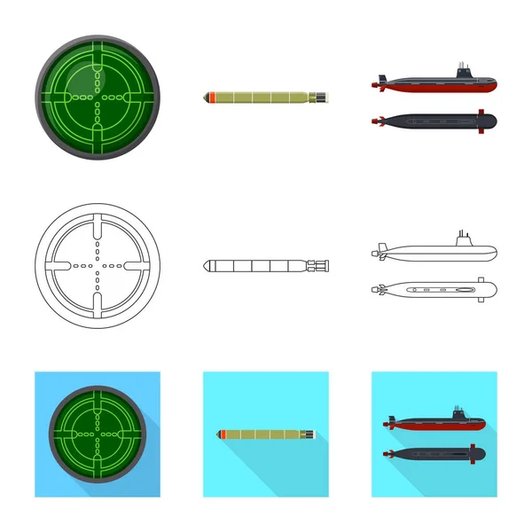 Векторная иллюстрация иконы войны и корабля. Набор символов войны и запасов флота для интернета . — стоковый вектор