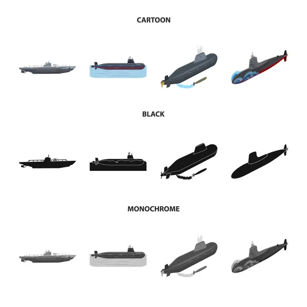 Vector illustratie van oorlog en schip teken. Verzameling van oorlog en vloot vector pictogram voor voorraad. — Stockvector