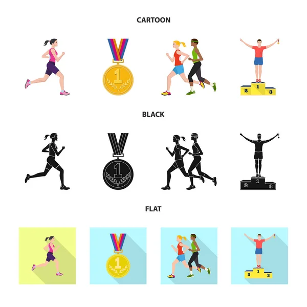 Ilustración vectorial del deporte y símbolo ganador. Conjunto de símbolo de stock de deporte y fitness para web . — Vector de stock