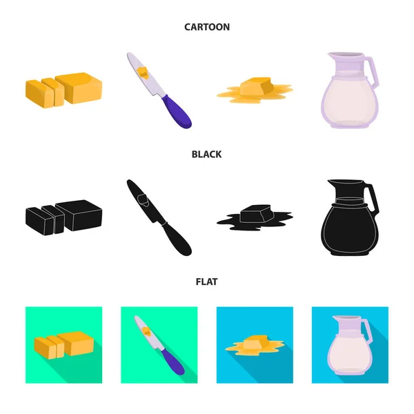 Illustration vectorielle de l'icône crémeuse et produit. Collection d'icônes crémeuses et vectorielles de ferme pour le stock . — Image vectorielle