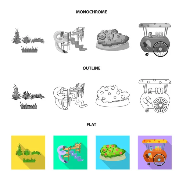 Objeto aislado de símbolo urbano y callejero. Conjunto de ilustración de vectores urbanos y de relajación . — Archivo Imágenes Vectoriales