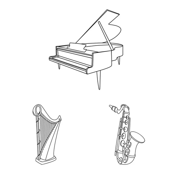 Векторні ілюстрації музики та логотипу мелодії. Набір символів музики та інструментів для веб . — стоковий вектор