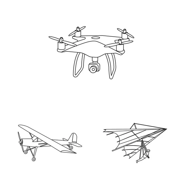 Isoliertes Objekt von Flugzeug und Transportlogo. Set von Flugzeug und Himmelsvektorsymbol für Aktien. — Stockvektor