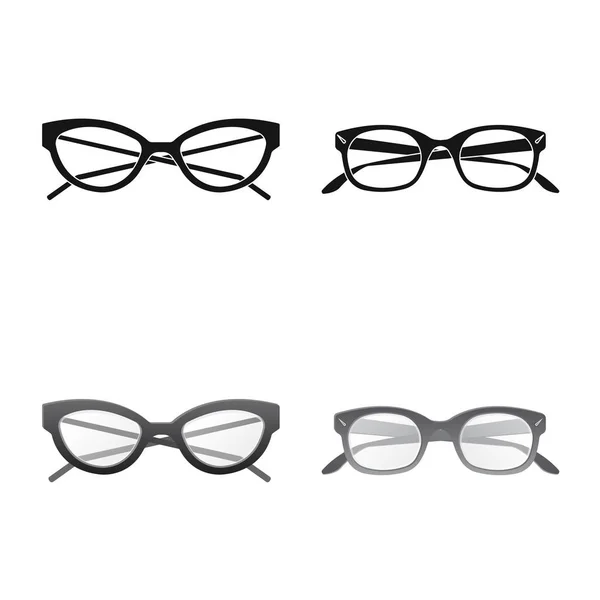 Design vettoriale di occhiali e logo della cornice. Collezione di occhiali e icona vettoriale accessoria per magazzino . — Vettoriale Stock