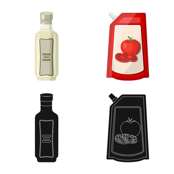 Vector illustration of can and food icon. Set of can and package vector icon for stock. — Stock Vector