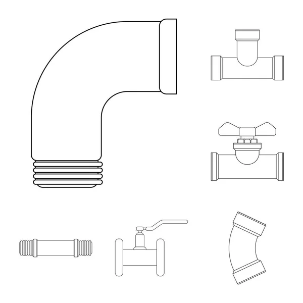 Diseño vectorial de tubo y señal de tubo. Colección de tubería y tubería stock vector ilustración . — Archivo Imágenes Vectoriales