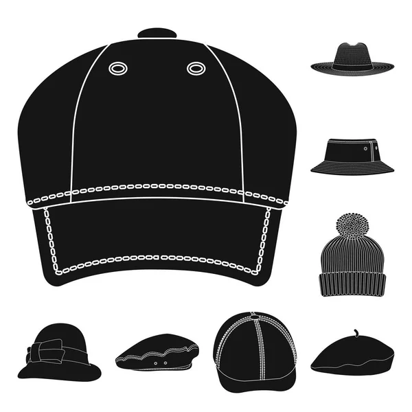 모자와 모자 로고의 벡터 디자인입니다. 헤드 기어와 재고에 대 한 액세서리 벡터 아이콘의 컬렉션. — 스톡 벡터