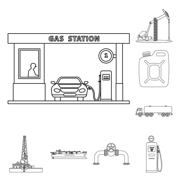 Ilustración vectorial del icono del petróleo y el gas. Colección de aceite y gasolina símbolo de reserva para la web . — Archivo Imágenes Vectoriales