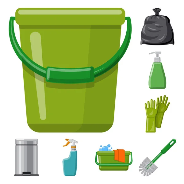 Ilustração vetorial do logotipo de limpeza e serviço. Coleta de limpeza e ilustração do vetor do estoque doméstico . —  Vetores de Stock