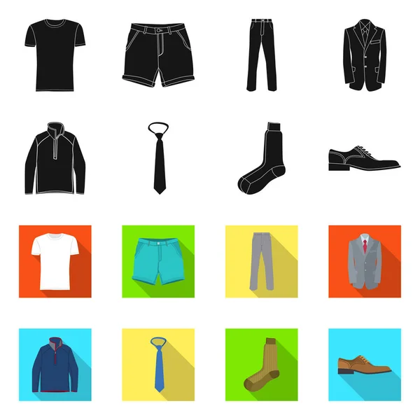 Vectorillustratie van mens en kleding logo. Instellen van de mens en het dragen van vector pictogram voor voorraad. — Stockvector